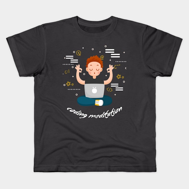 Coding Meditation - Yoga Kids T-Shirt by IbR860